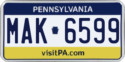 PA license plate MAK6599