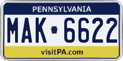 PA license plate MAK6622