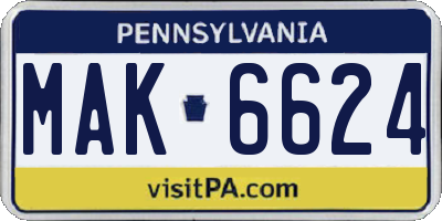 PA license plate MAK6624