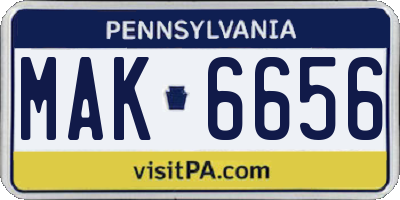 PA license plate MAK6656