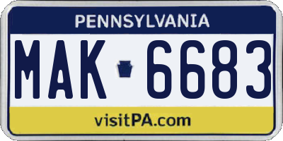 PA license plate MAK6683