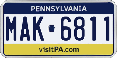 PA license plate MAK6811