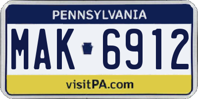PA license plate MAK6912