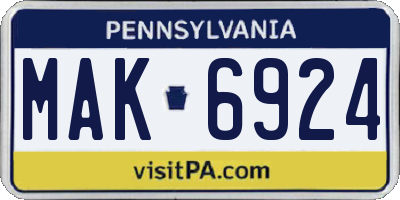 PA license plate MAK6924