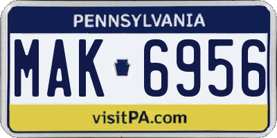 PA license plate MAK6956