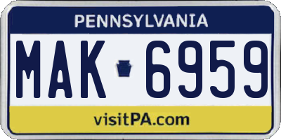 PA license plate MAK6959