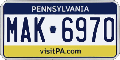 PA license plate MAK6970