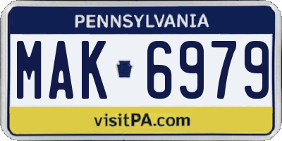 PA license plate MAK6979