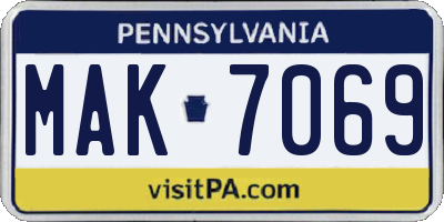 PA license plate MAK7069