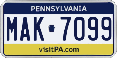 PA license plate MAK7099