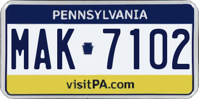 PA license plate MAK7102