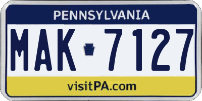 PA license plate MAK7127