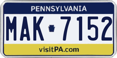 PA license plate MAK7152