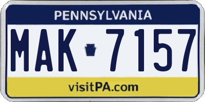 PA license plate MAK7157