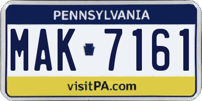 PA license plate MAK7161