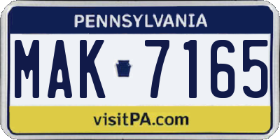 PA license plate MAK7165
