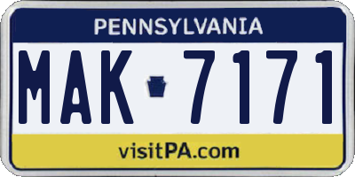 PA license plate MAK7171