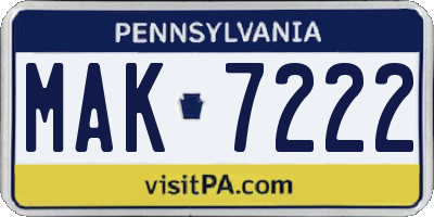 PA license plate MAK7222