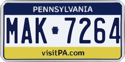 PA license plate MAK7264