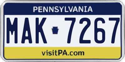 PA license plate MAK7267