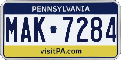 PA license plate MAK7284
