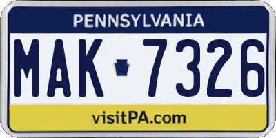 PA license plate MAK7326