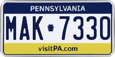 PA license plate MAK7330