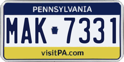 PA license plate MAK7331