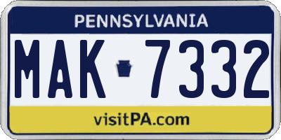 PA license plate MAK7332