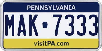 PA license plate MAK7333
