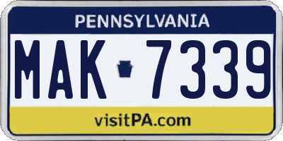 PA license plate MAK7339