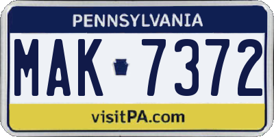 PA license plate MAK7372