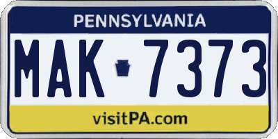 PA license plate MAK7373