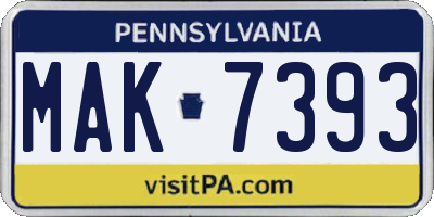 PA license plate MAK7393