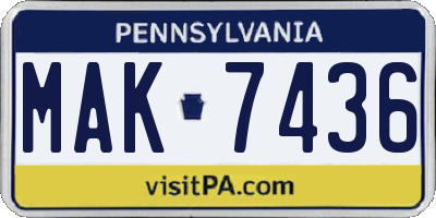 PA license plate MAK7436