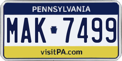PA license plate MAK7499