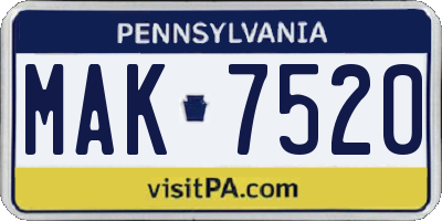 PA license plate MAK7520