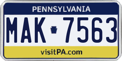 PA license plate MAK7563