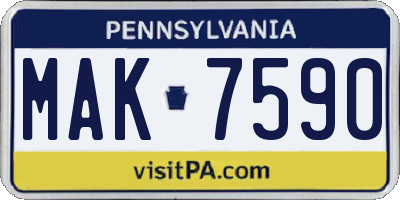 PA license plate MAK7590