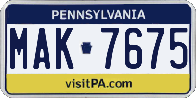 PA license plate MAK7675