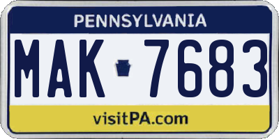 PA license plate MAK7683