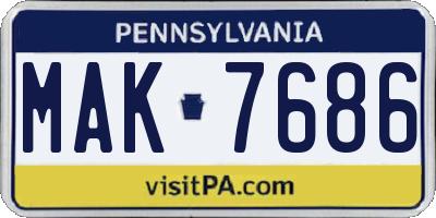 PA license plate MAK7686