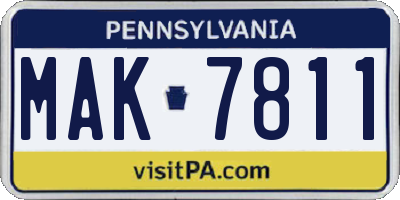 PA license plate MAK7811