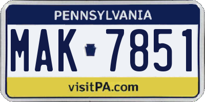 PA license plate MAK7851