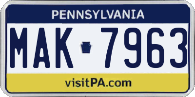 PA license plate MAK7963