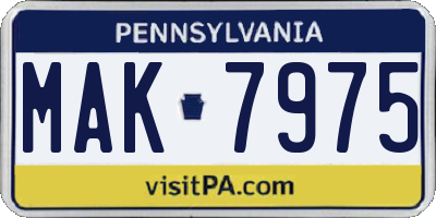 PA license plate MAK7975