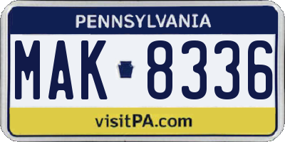 PA license plate MAK8336
