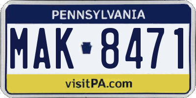 PA license plate MAK8471