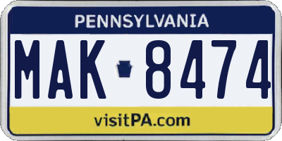 PA license plate MAK8474