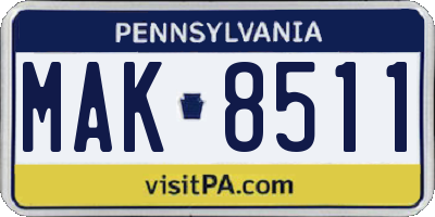PA license plate MAK8511